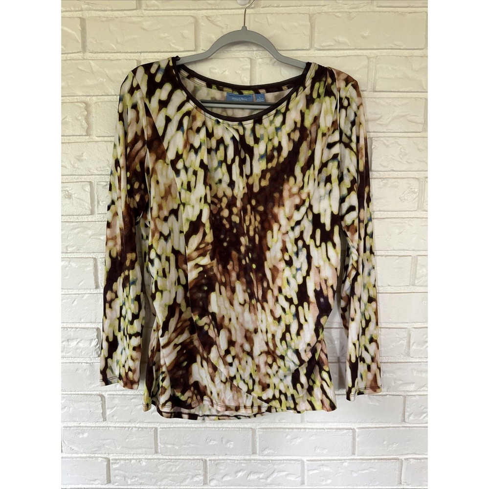 Simply Vera Wang Women's Large Abstract‎ Funky Print Tunic Blouse  Long Sleeve
